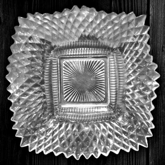 Vtg  Sawtooth Clear Cut Glass Candy Mint Sauce Compote Dish Bowl Ashtray - Picture 3 of 3